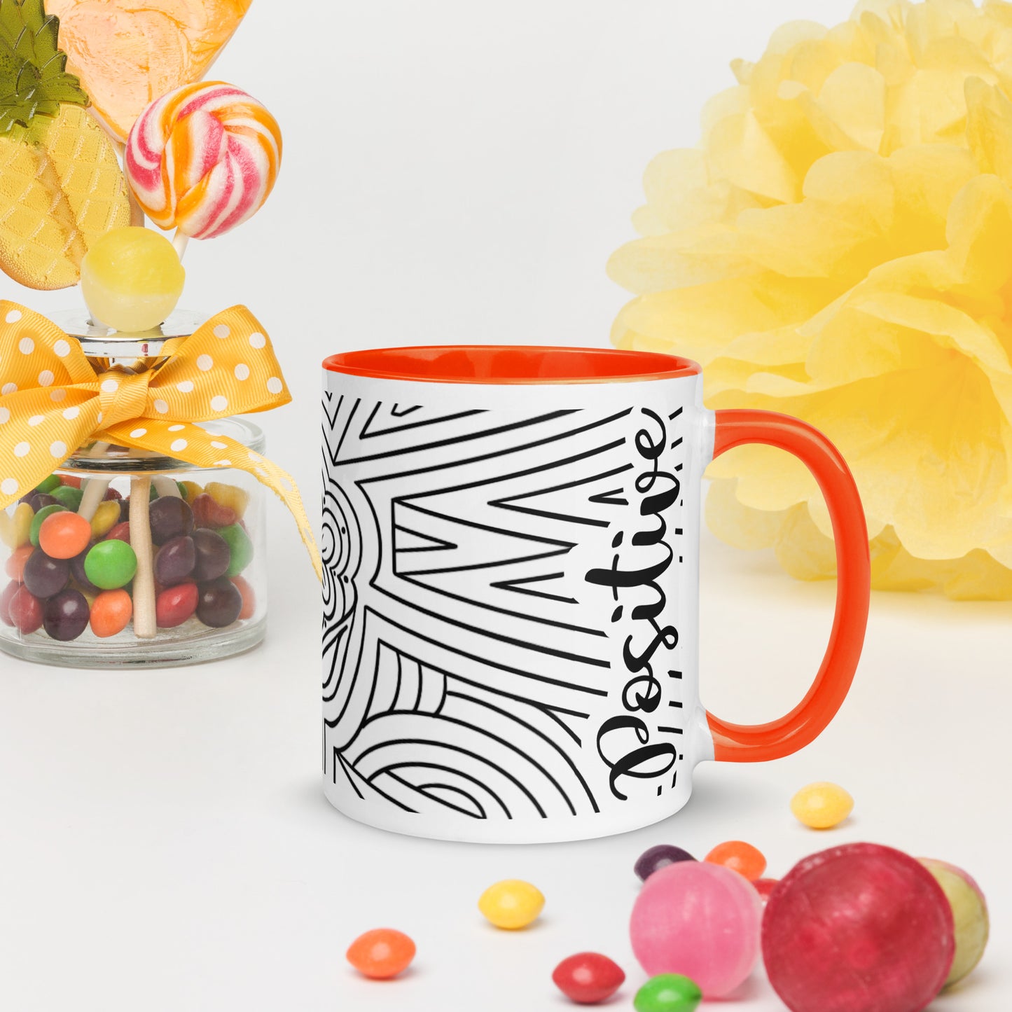 Positive vibes w/ladybug ceramic coffee mug custom cup