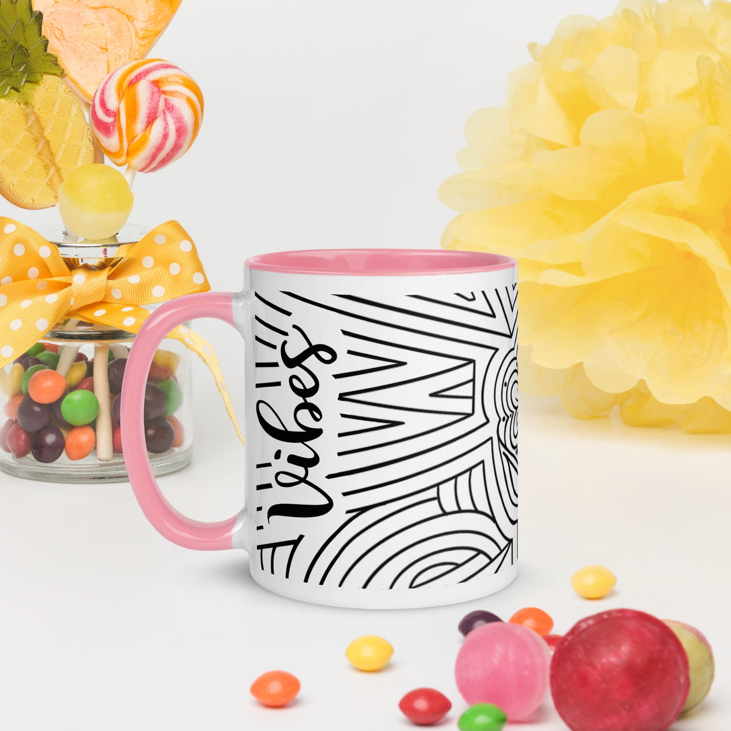 Positive vibes w/ladybug ceramic coffee mug custom cup