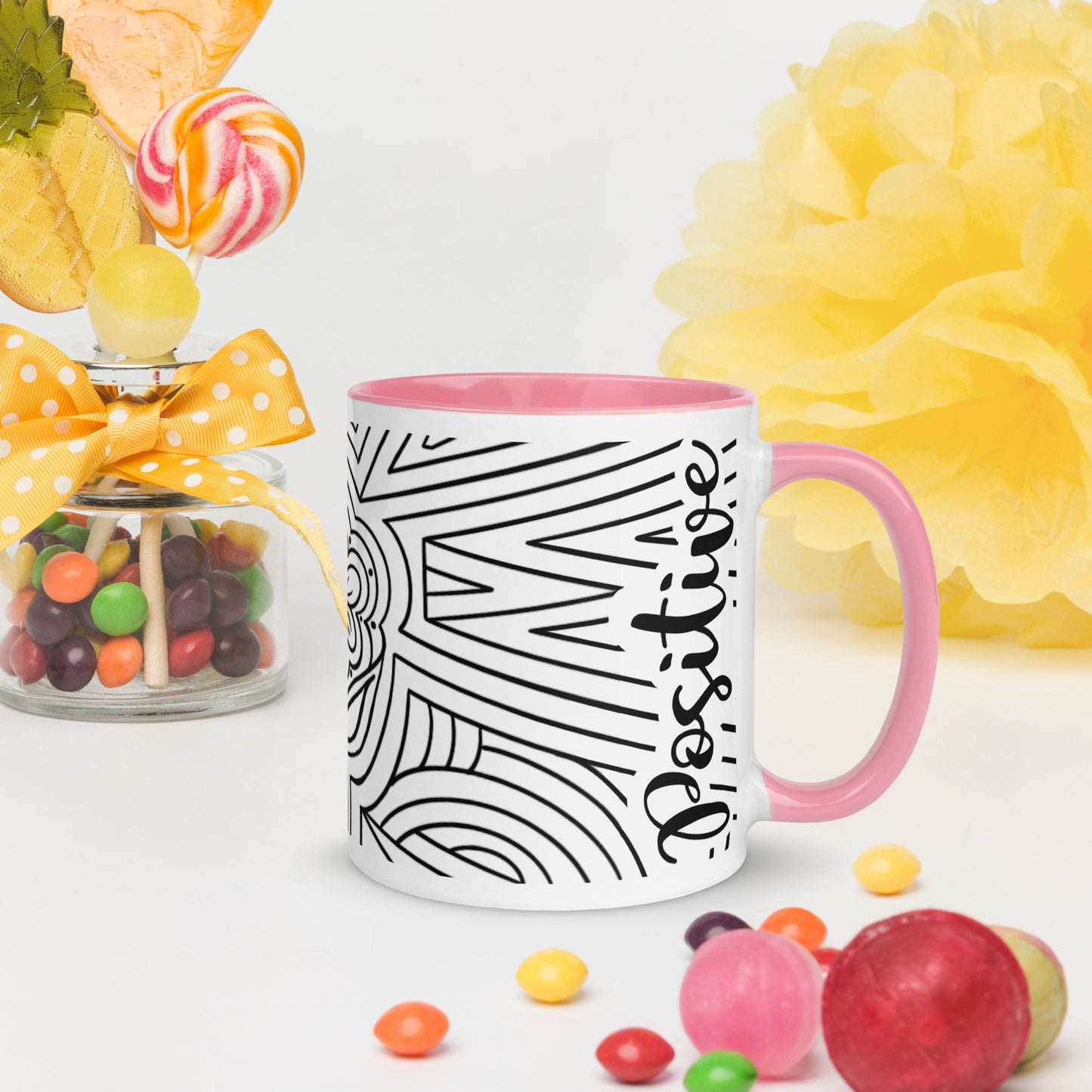 Positive vibes w/ladybug ceramic coffee mug custom cup