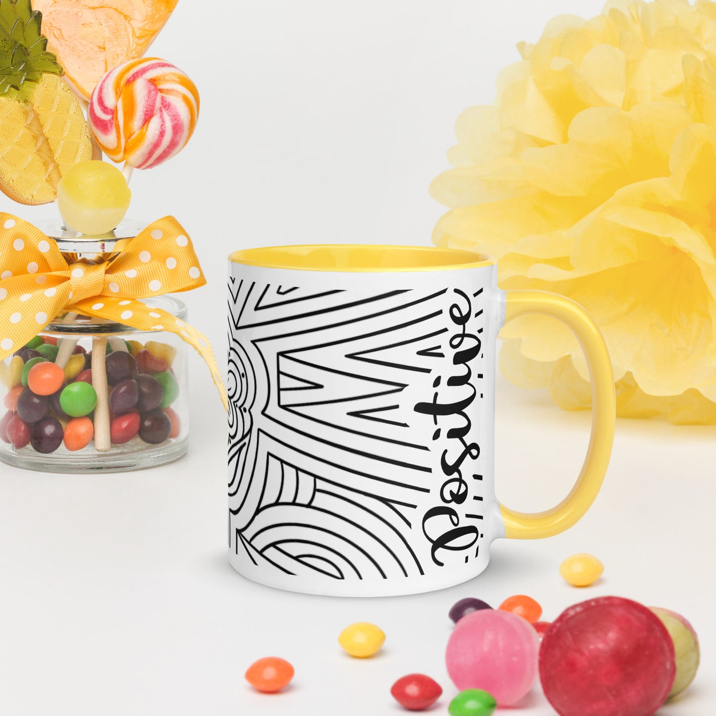 Positive vibes w/ladybug ceramic coffee mug custom cup