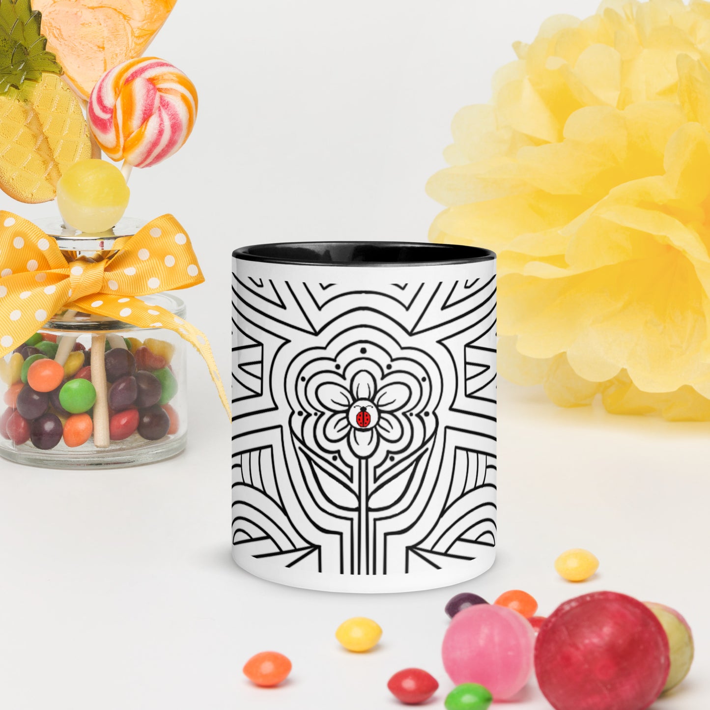 Positive vibes w/ladybug ceramic coffee mug custom cup