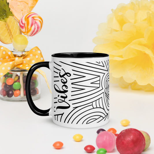 Positive vibes w/ladybug ceramic coffee mug custom cup