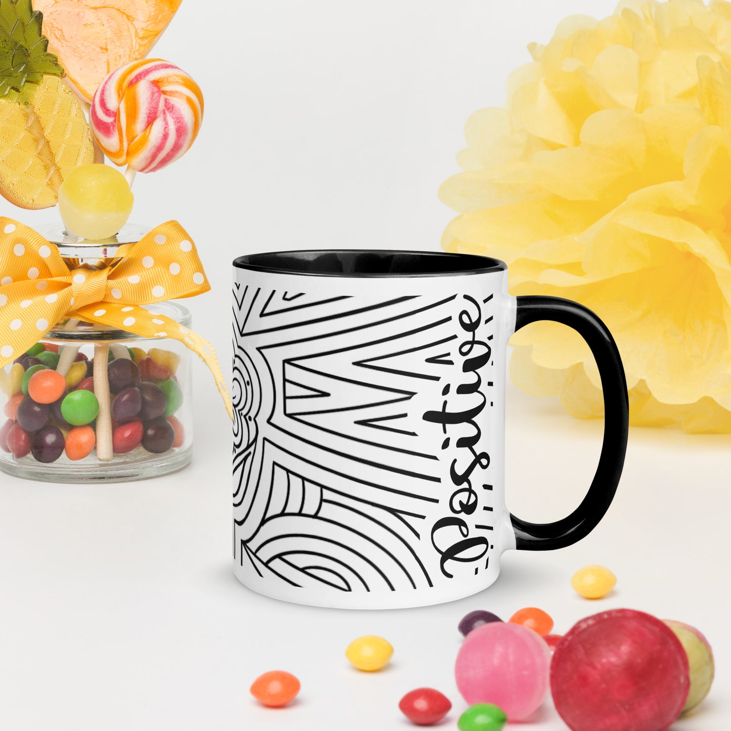 Positive vibes w/ladybug ceramic coffee mug custom cup