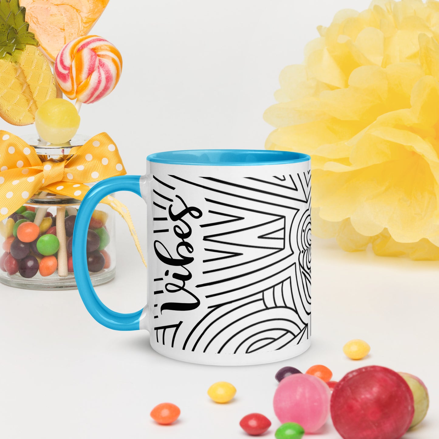 Positive vibes w/ladybug ceramic coffee mug custom cup