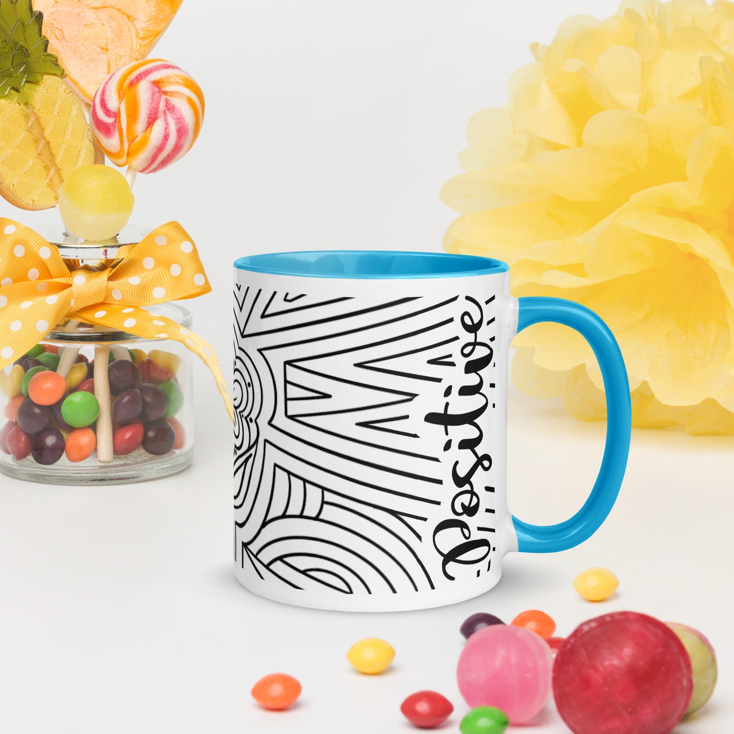 Positive vibes w/ladybug ceramic coffee mug custom cup
