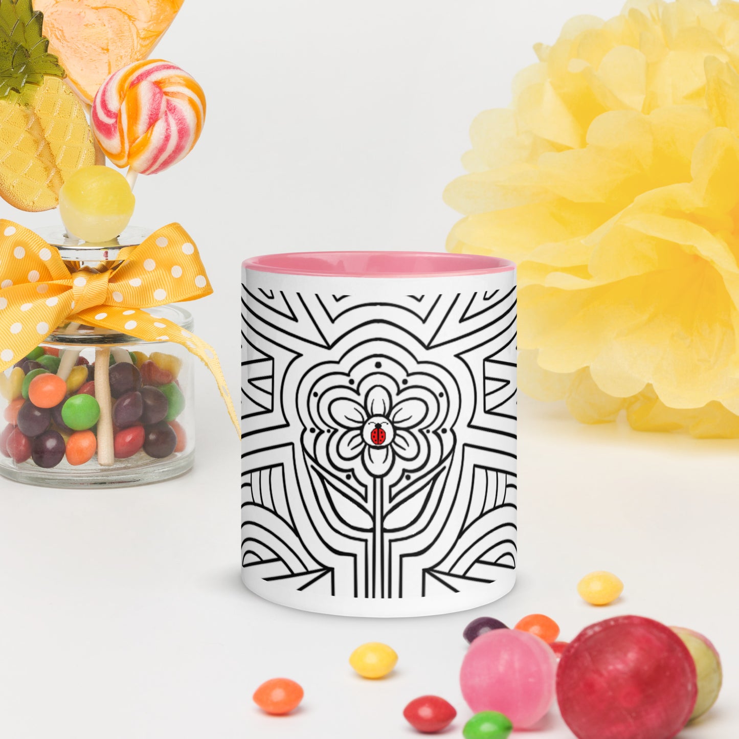 Positive vibes w/ladybug ceramic coffee mug custom cup