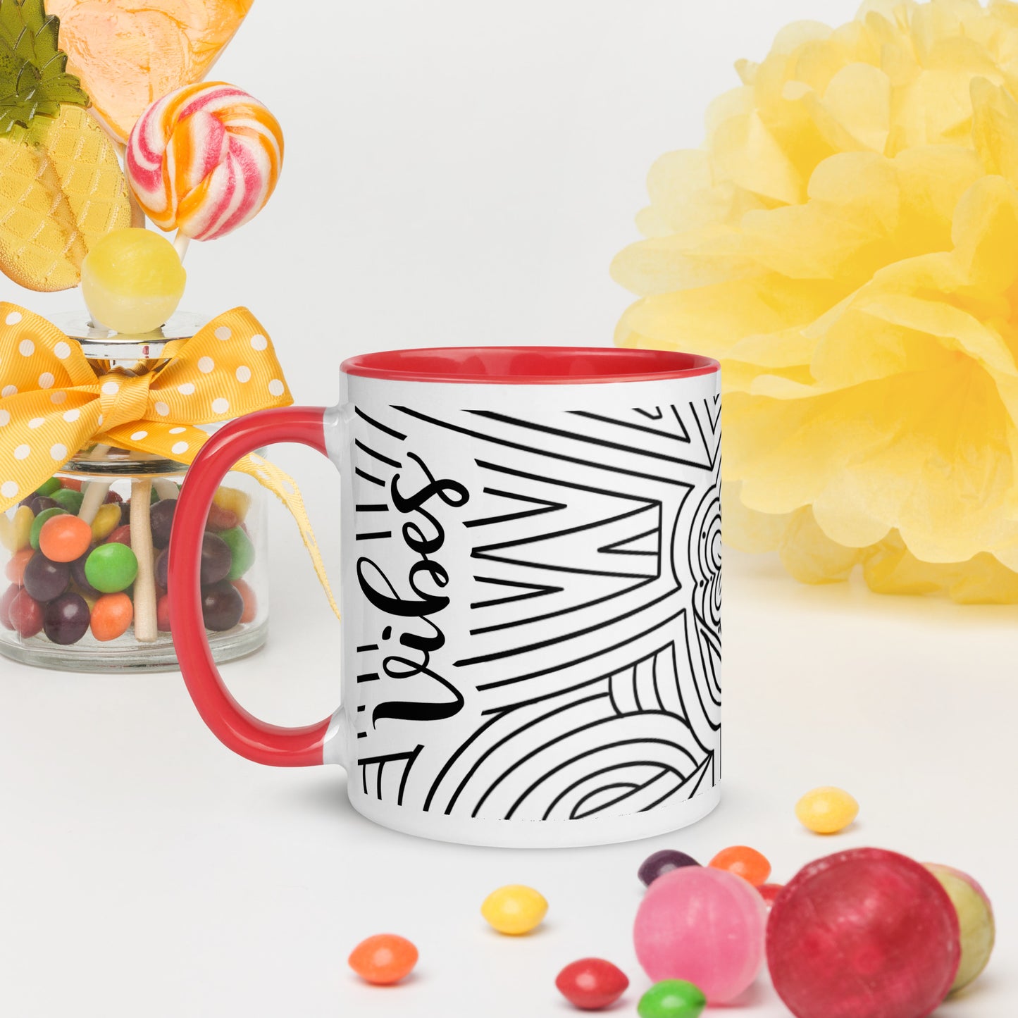Positive vibes w/ladybug ceramic coffee mug custom cup