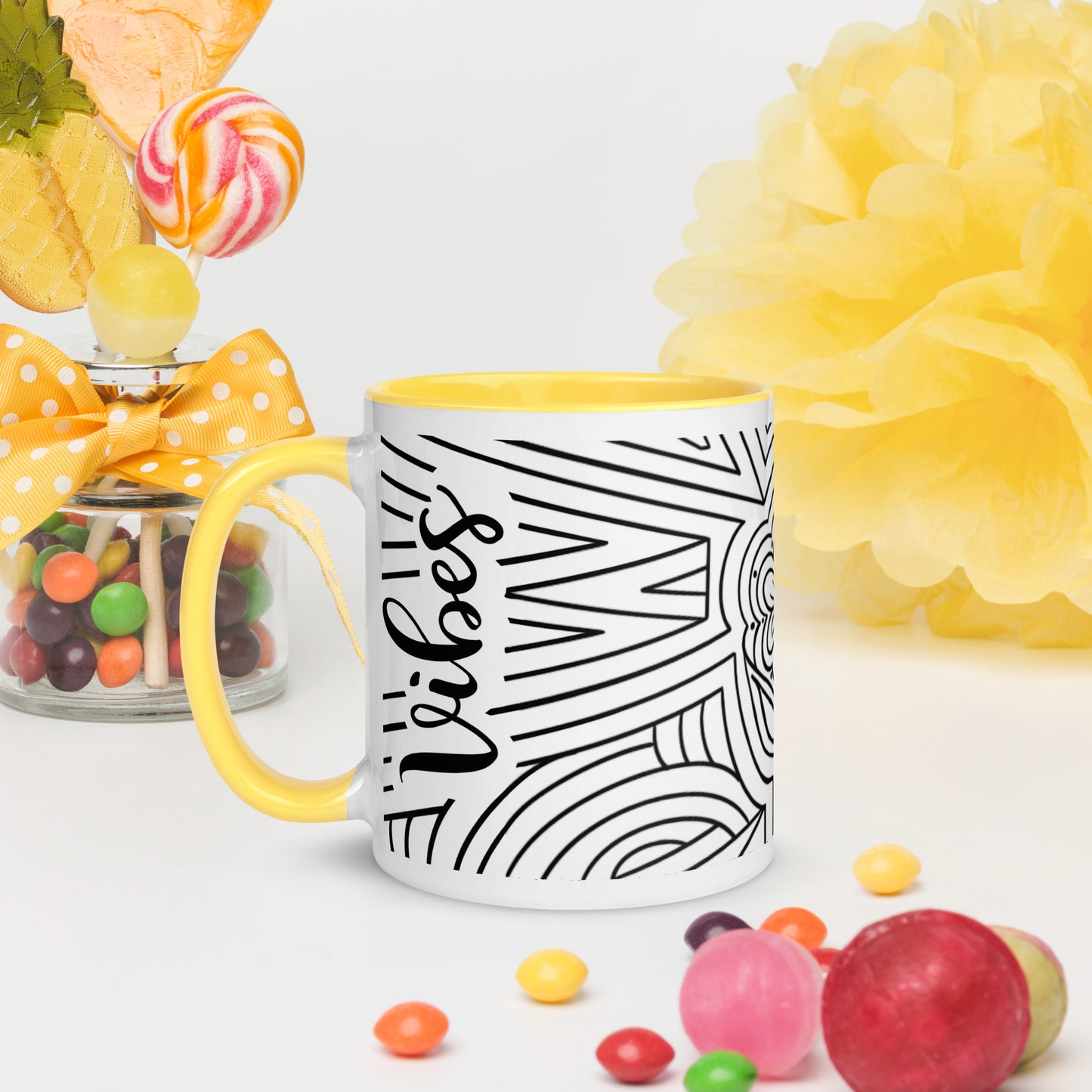 Positive vibes w/ladybug ceramic coffee mug custom cup